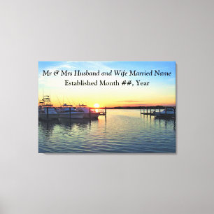 BREATHING SUNSET MARINA PERSONALISIERTE WEDD LEINWANDDRUCK