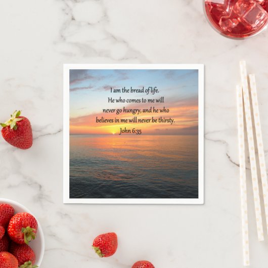 BREATHTAKING JOHN 6:35 SONNENDESIGN SERVIETTE (Beispiel)