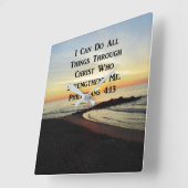 BREATHTAKING PHILIPPIANS 4:13 SCRIPTURE VERSE QUADRATISCHE WANDUHR (Winkel)