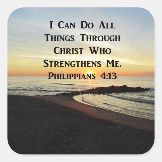 BREATHTAKING PHILIPPIANS 4:13 SCRIPTURE VERSE QUADRATISCHER AUFKLEBER (Vorderseite)