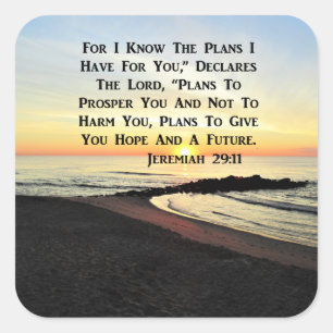 BREATHTAKING SUNRISE JEREMIAH 29:11 FOTO QUADRATISCHER AUFKLEBER