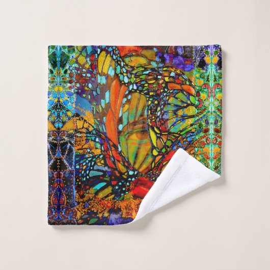 Brechen durch Schmetterlings-Grafik durch Deprise Badhandtuch Set (Waschlappen)