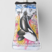 Brechen Orca Whale Vintage Karte Regenbogen Golf Headcover (Rotieren 90)