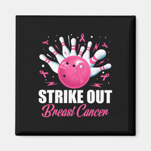 Brechen Sie Bowling Ball Buttone Brustkrebs rosa R Magnet