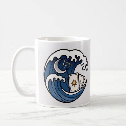 Brechende Wellen & Tarotkarten Kaffeetasse (Links)