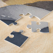 Brechende Wellen | Wasserfarbe Felsige Küstenküste Puzzle (Seite)