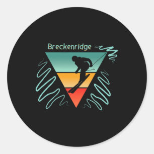 Breckenridge Colorado 90er Stil Vintage Skifahren Runder Aufkleber
