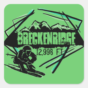 Breckenridge Colorado-Aufkleber für die grüne Höhe Quadratischer Aufkleber