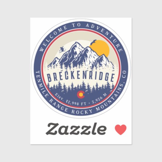 Breckenridge Colorado Flag Mountain Ski Souvenir Aufkleber (Blatt)
