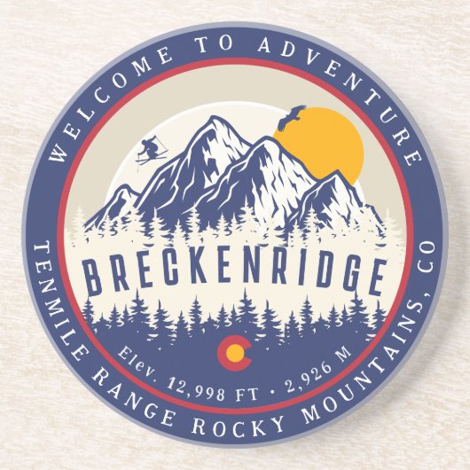 Breckenridge Colorado Flag Mountain Ski Souvenir Getränkeuntersetzer (Vorne)