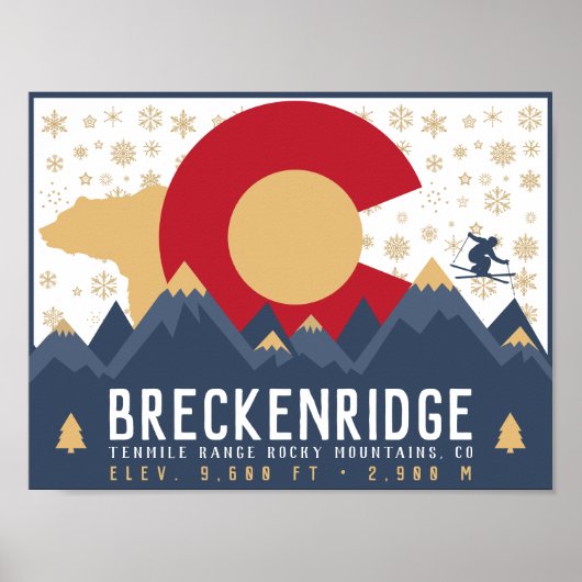 Breckenridge Colorado Flag Mountain Ski Souvenir Poster (Vorne)