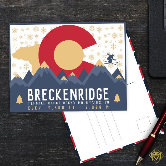 Breckenridge Colorado Flag Mountain Ski Souvenir Postkarte