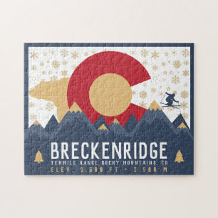 Breckenridge Colorado Flag Mountain Ski Souvenir Puzzle