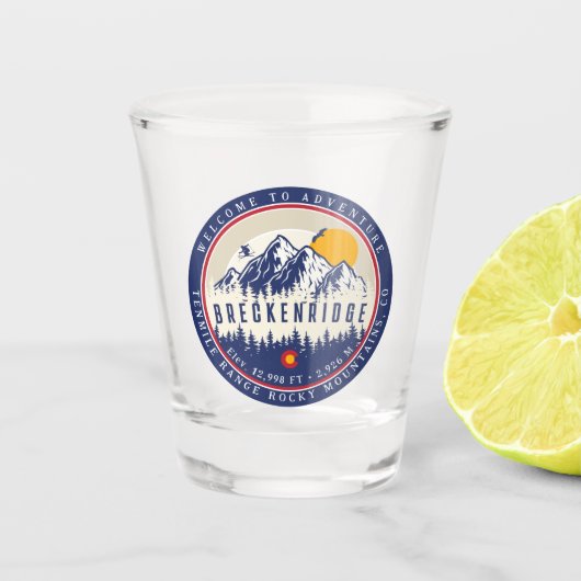 Breckenridge Colorado Flag Mountain Ski Souvenir Schnapsglas (Vorderseite)
