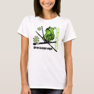 Breckenridge Colorado Green Theme Ladys Skitee T-Shirt