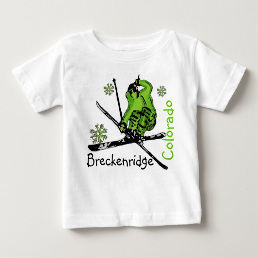 Breckenridge Colorado grüner Skifahrer Babytee Baby T-shirt (Vorderseite)
