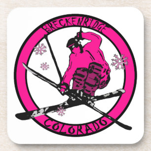 Breckenridge Colorado pink skier circle Getränkeuntersetzer