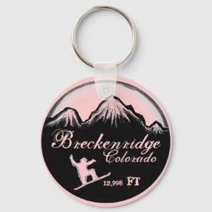 Breckenridge Colorado pink snowboard art keychain Schlüsselanhänger