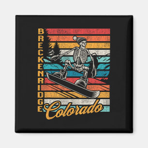 Breckenridge Colorado Retro Snowboarden Skelett Magnet