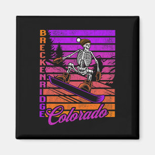 Breckenridge Colorado Retro Snowboarden Skelett Magnet