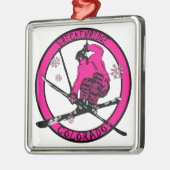 Breckenridge Colorado Rosa Skier-Ornament Silbernes Ornament (Links)