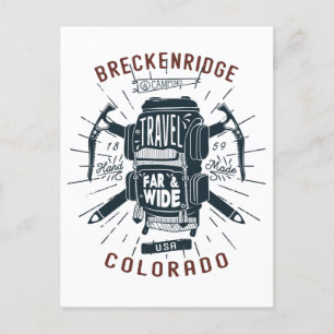 Breckenridge Colorado Rucksack-Ausrüstung Retro-Re Postkarte