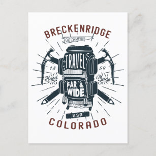 Breckenridge Colorado Rucksack Gear Retro Travel Postkarte