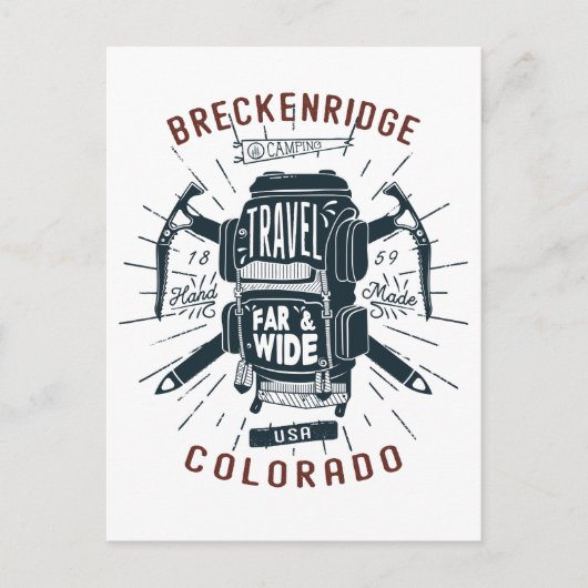 Breckenridge Colorado Rucksack Gear Retro Travel Postkarte (Vorderseite)