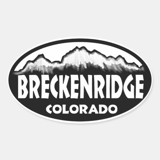Breckenridge Colorado Schwarz-weiß ovale Aufkleber (Vorderseite)
