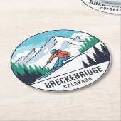 Breckenridge Colorado Skifahrer Runder Pappuntersetzer (Angewinkelt)