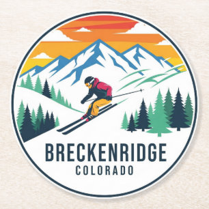 Breckenridge Colorado Skifahrer Runder Pappuntersetzer
