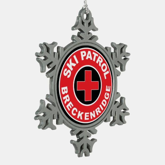 Breckenridge Colorado Skigebiet Schneeflocken Zinn-Ornament (Links)