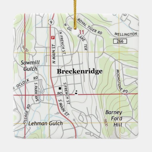 Breckenridge Colorado Topo Karte Keramikornament (Rückseite)