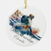 Breckenridge Colorado Watercolor Snowboarden Keramik Ornament (Vorne)