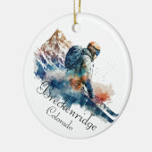 Breckenridge Colorado Watercolor Snowboarden Keramik Ornament (Links)