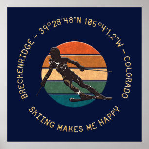 Breckenridge, Colorado - weiblicher Skier, Goldene Poster