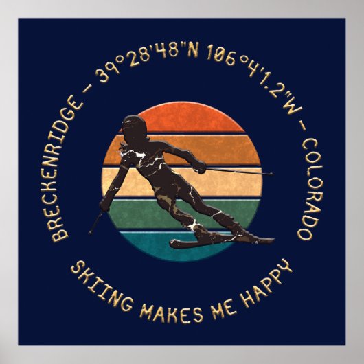 Breckenridge, Colorado - weiblicher Skier, Goldene Poster (Vorne)