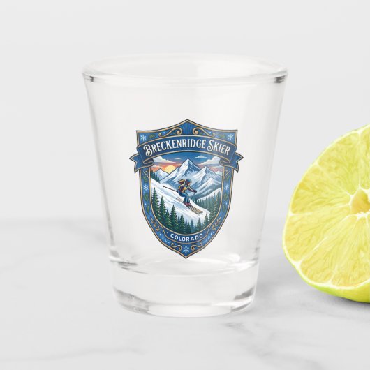 Breckenridge Skifahrer USA Schnapsglas (Vorderseite)