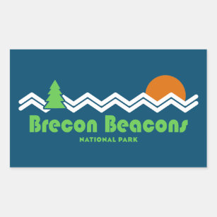 Brecon Beacons Nationalpark Retro Rechteckiger Aufkleber