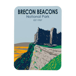 Brecon Beacons Nationalpark Wales Vintag Magnet