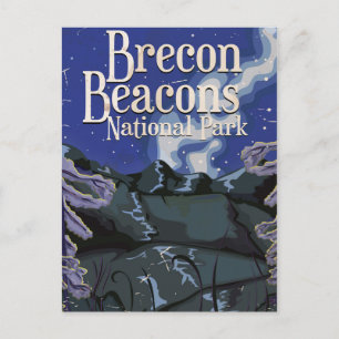 Brecon Beacons Vintag Railway Travel Poster Postkarte