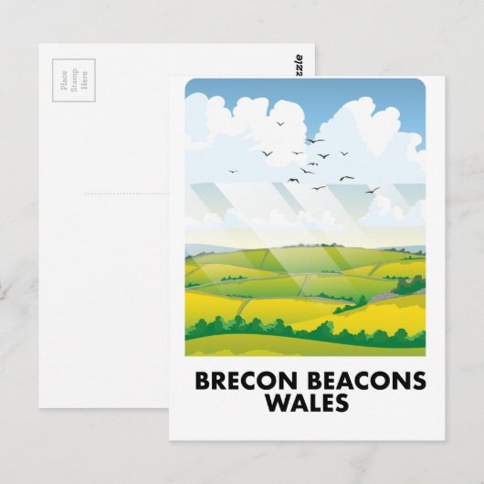 Brecon Beacons waldet Reiseplakat Postkarte (Vorne/Hinten)