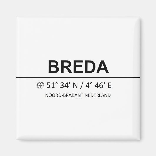 Breda Coordinaten - Breda Coordinates Magnet (Vorne)