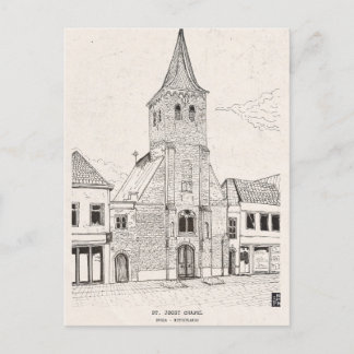 Breda Vintag Architecture Sketch Art Postkarte