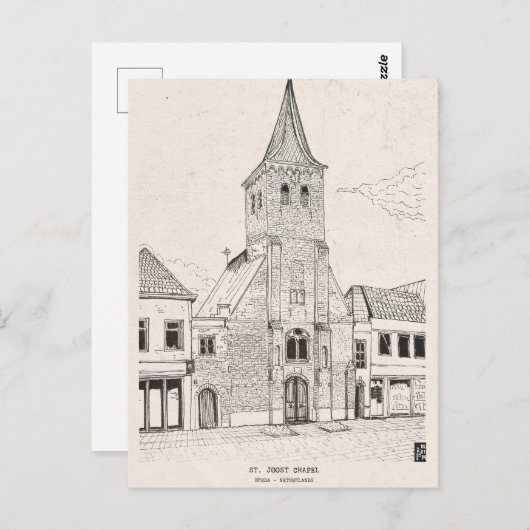 Breda Vintag Architecture Sketch Art Postkarte (Vorne/Hinten)