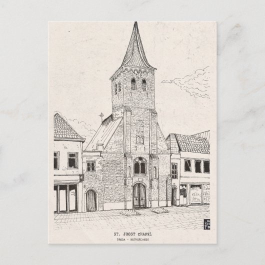 Breda Vintag Architecture Sketch Art Postkarte (Vorderseite)