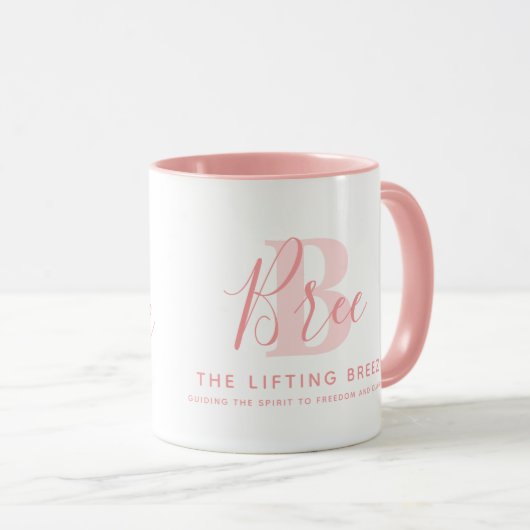 Bree name meaning and monogram soft pink text tasse (VorderseiteRechts)