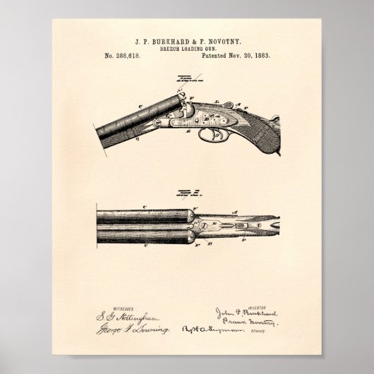 Breech Loading Gun 1883 Patent Art - Old Peper Poster (Vorne)