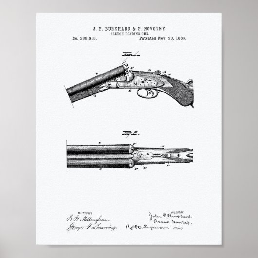 Breech Loading Gun 1883 Patent Art - Weißbuch Poster (Vorne)