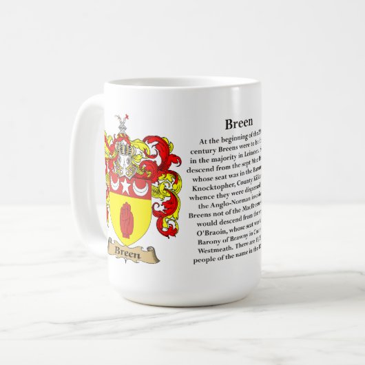 Breen Familien-Wappen Kaffeetasse (Vorderseite Links)